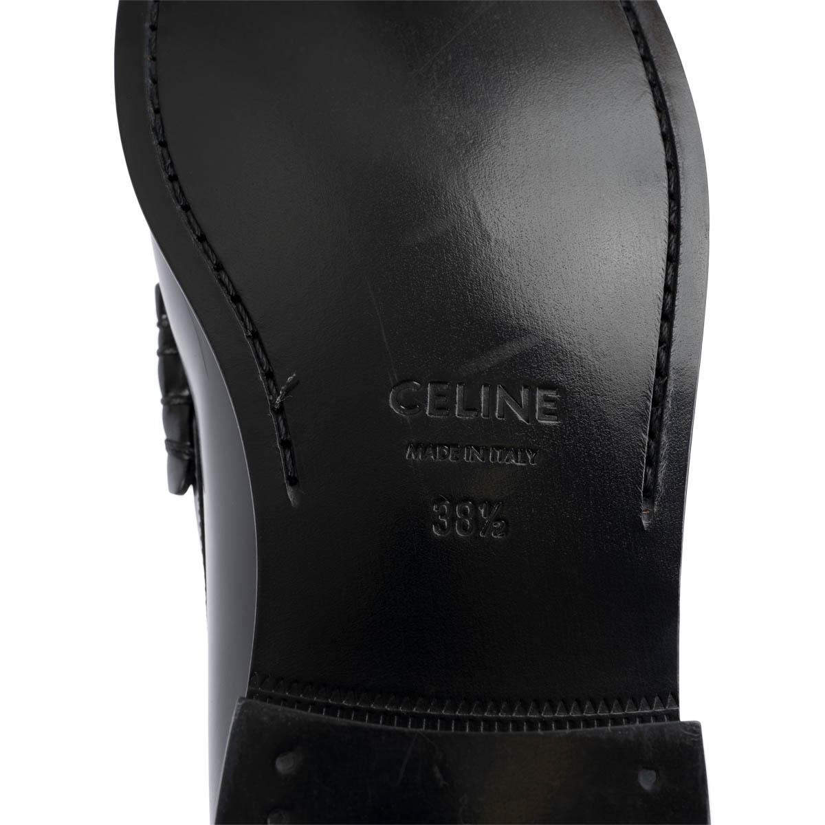 CELINE black leather LUCO TRIOMPHE Loafers Shoes 38.5 2