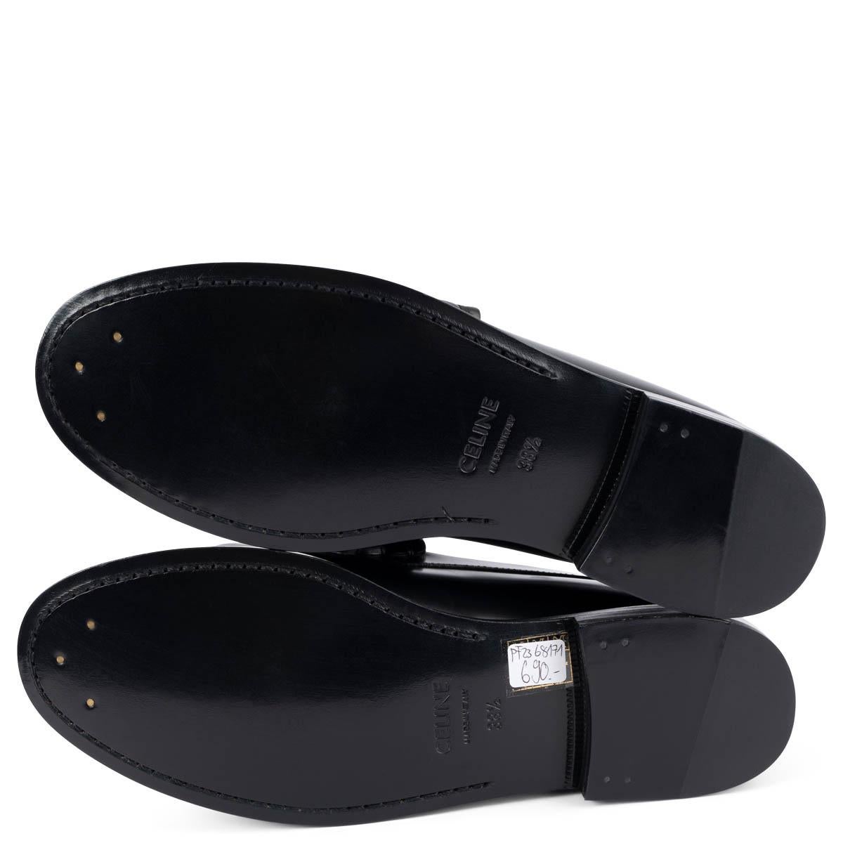 CELINE black leather LUCO TRIOMPHE Loafers Shoes 38.5 3