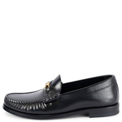 CELINE black leather LUCO TRIOMPHE Loafers Shoes 38.5