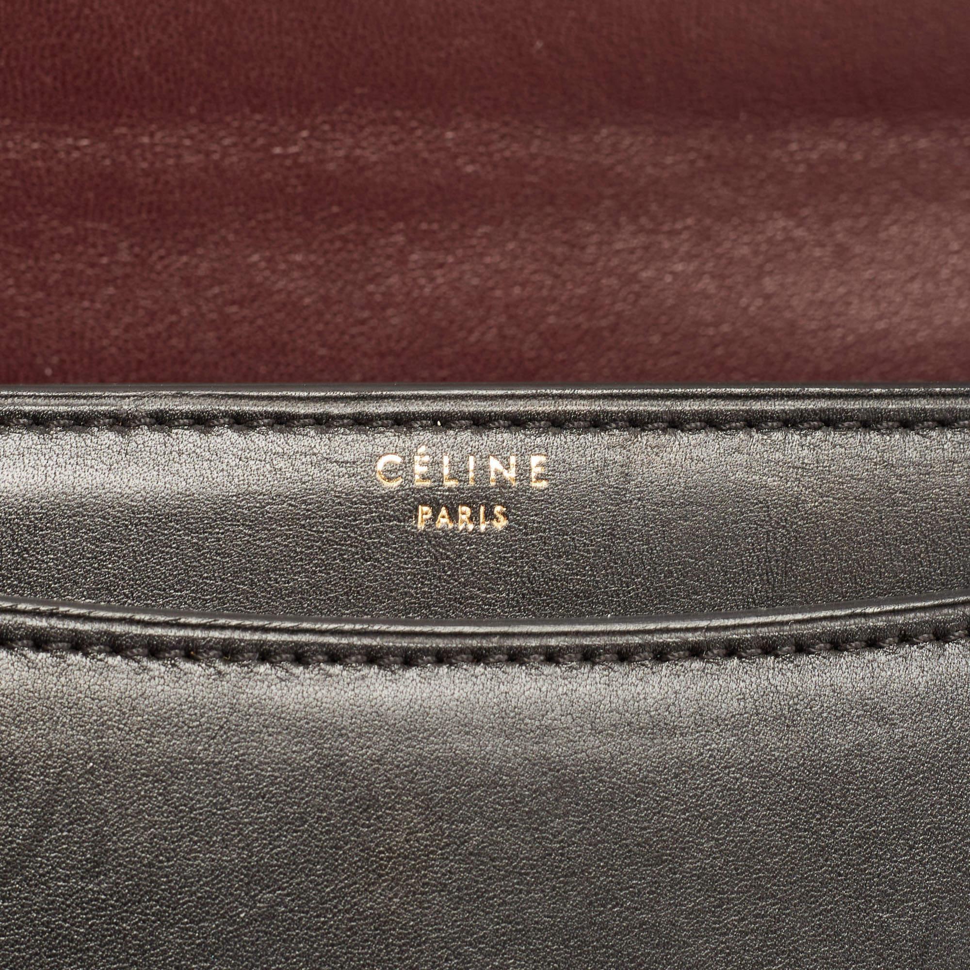 Celine Black Leather Medium Case Chain Flap Shoulder Bag 7