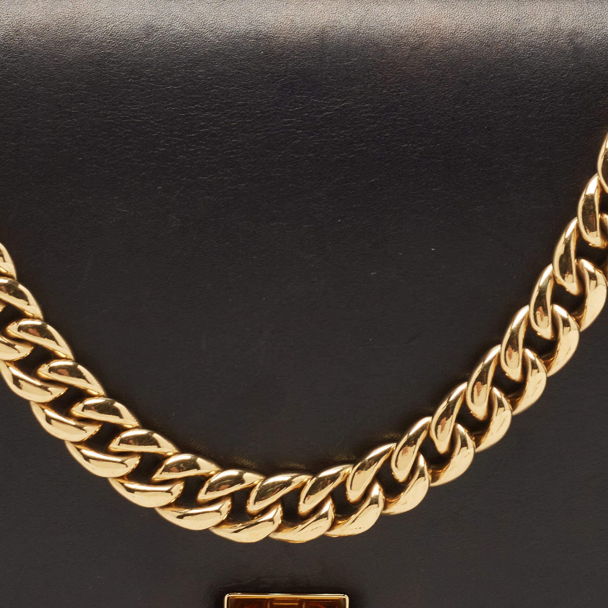 Celine Black Leather Medium Case Chain Flap Shoulder Bag 11