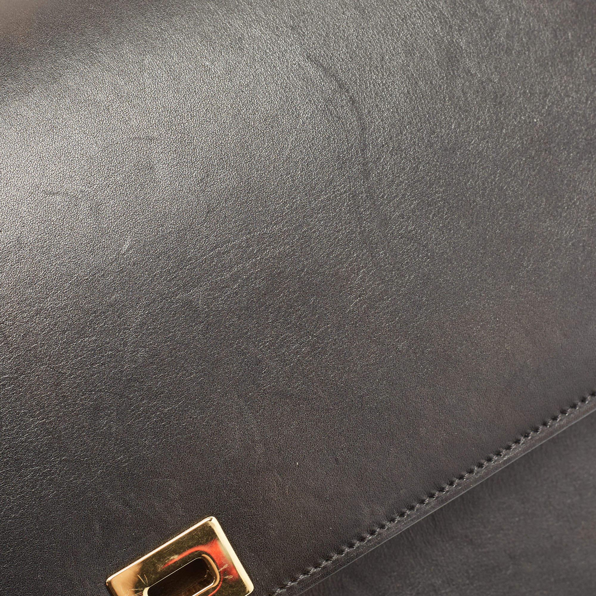 Celine Black Leather Medium Case Chain Flap Shoulder Bag 12