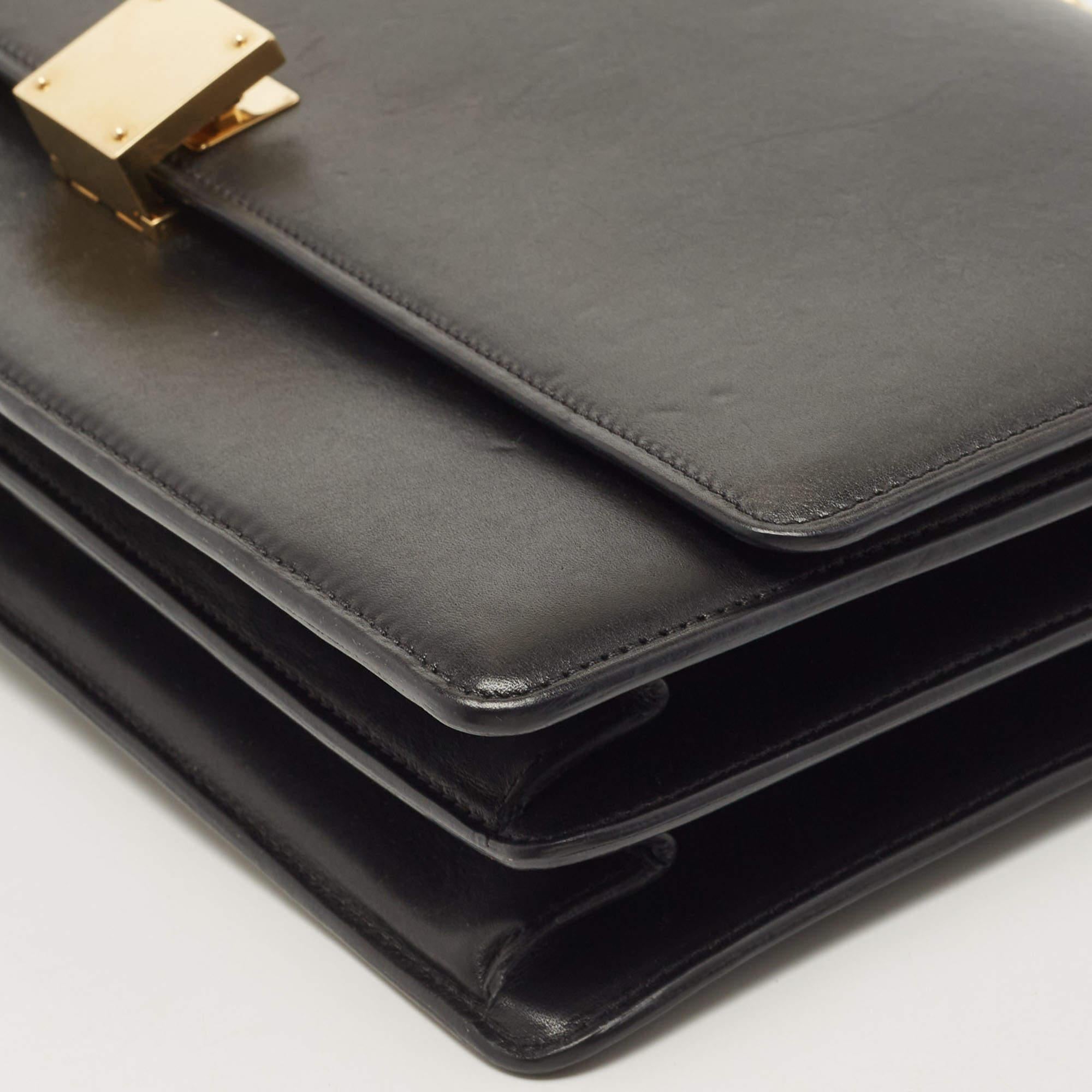 Celine Black Leather Medium Case Chain Flap Shoulder Bag 14