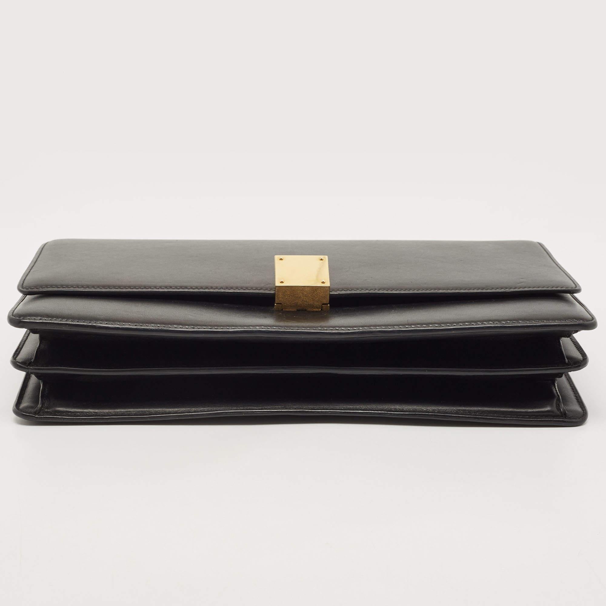 Celine Black Leather Medium Case Chain Flap Shoulder Bag 1