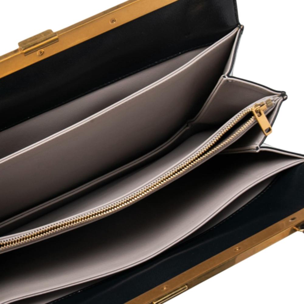 Celine Black Leather Medium Clasp Top Handle Bag In Good Condition In Dubai, Al Qouz 2