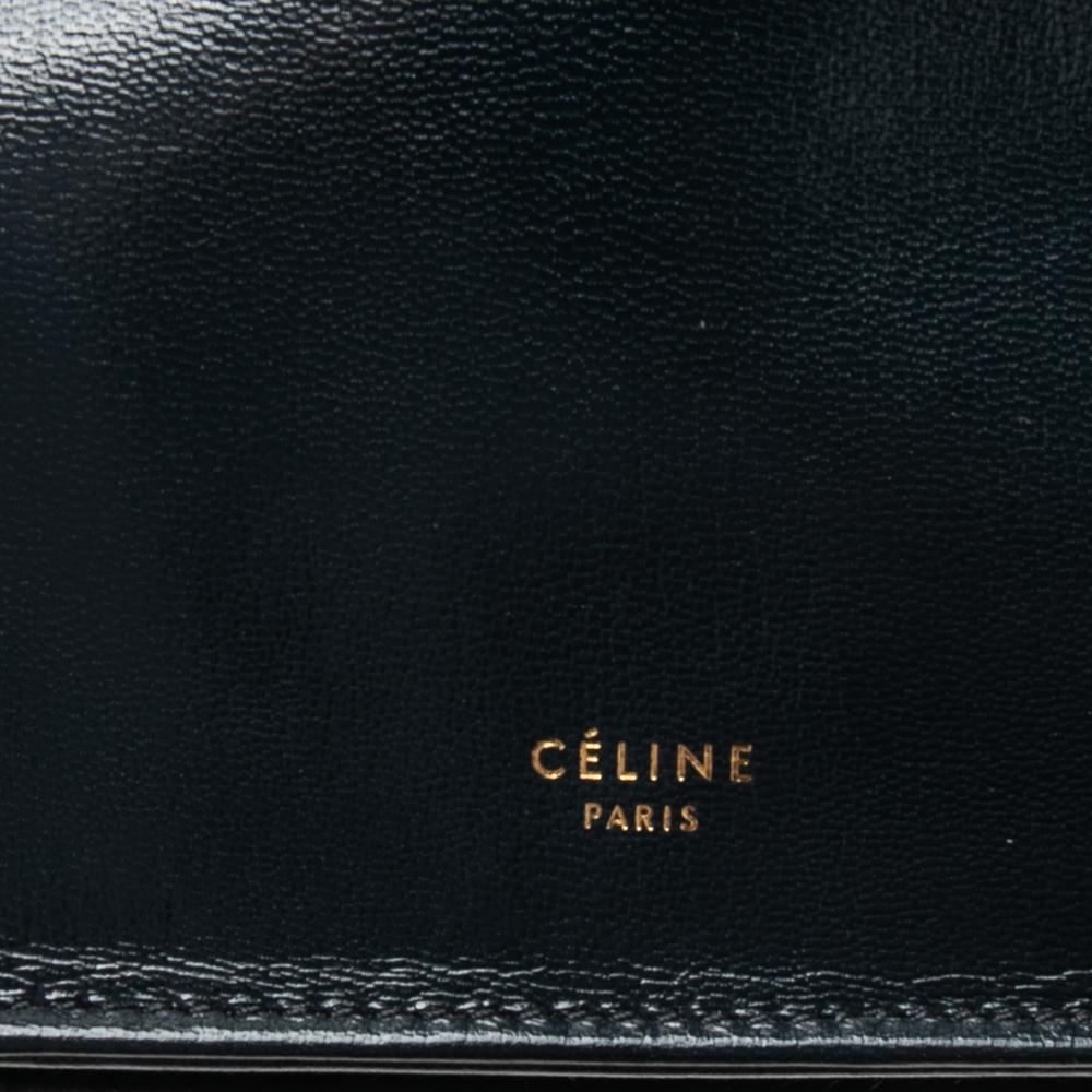 Women's Celine Black Leather Medium Clasp Top Handle Bag