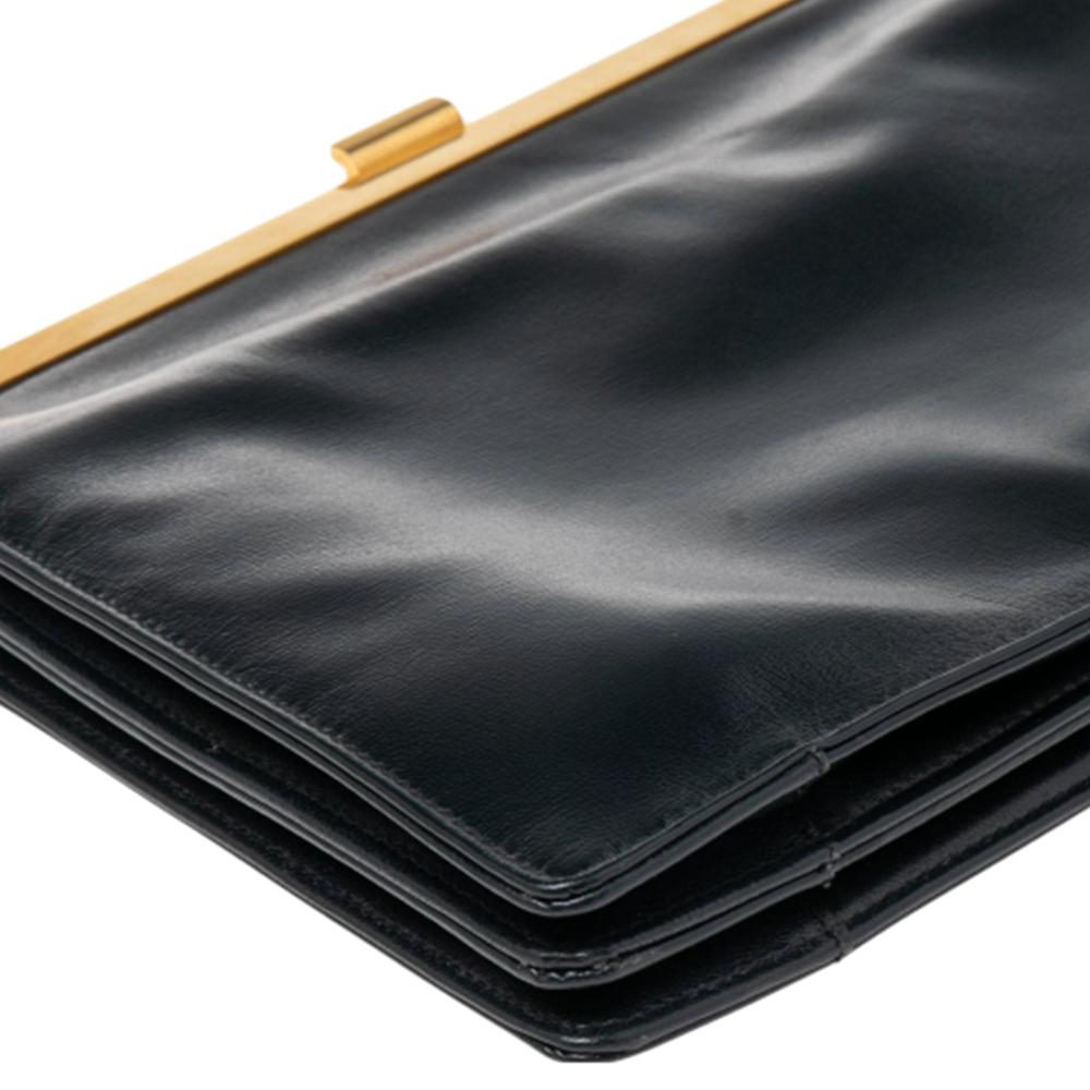 Celine Black Leather Medium Clasp Top Handle Bag 2