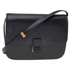 Celine Black Leather Medium Classic Box Shoulder Bag