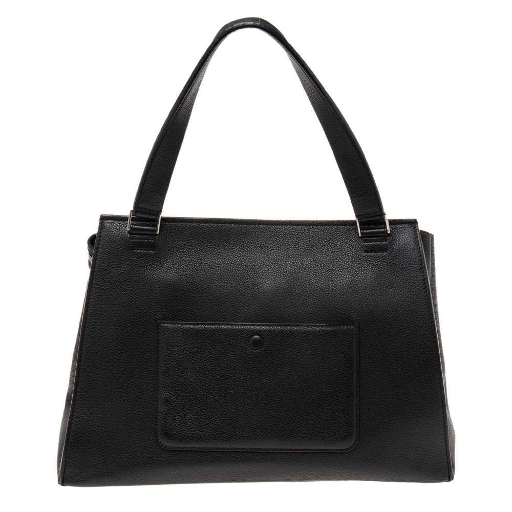 Women's Celine Black Leather Medium Edge Top Handle Bag