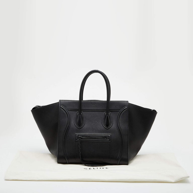 Celine Leather Medium Phantom Bag Black White main image 0