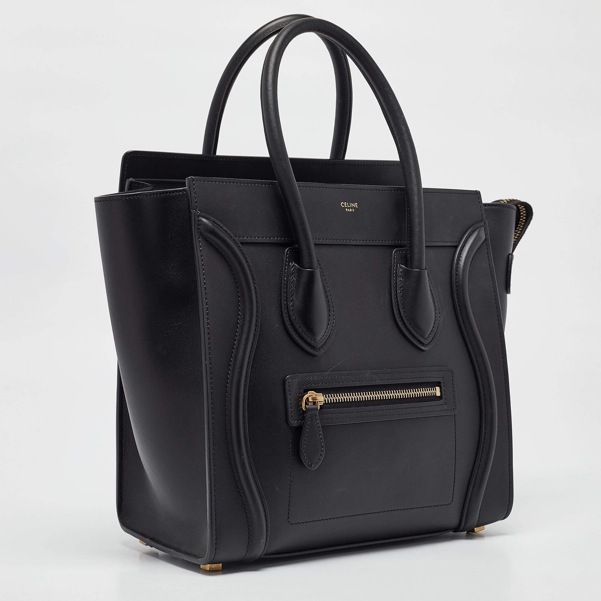 Celine Black Leather Micro Luggage Tote In Good Condition In Dubai, Al Qouz 2