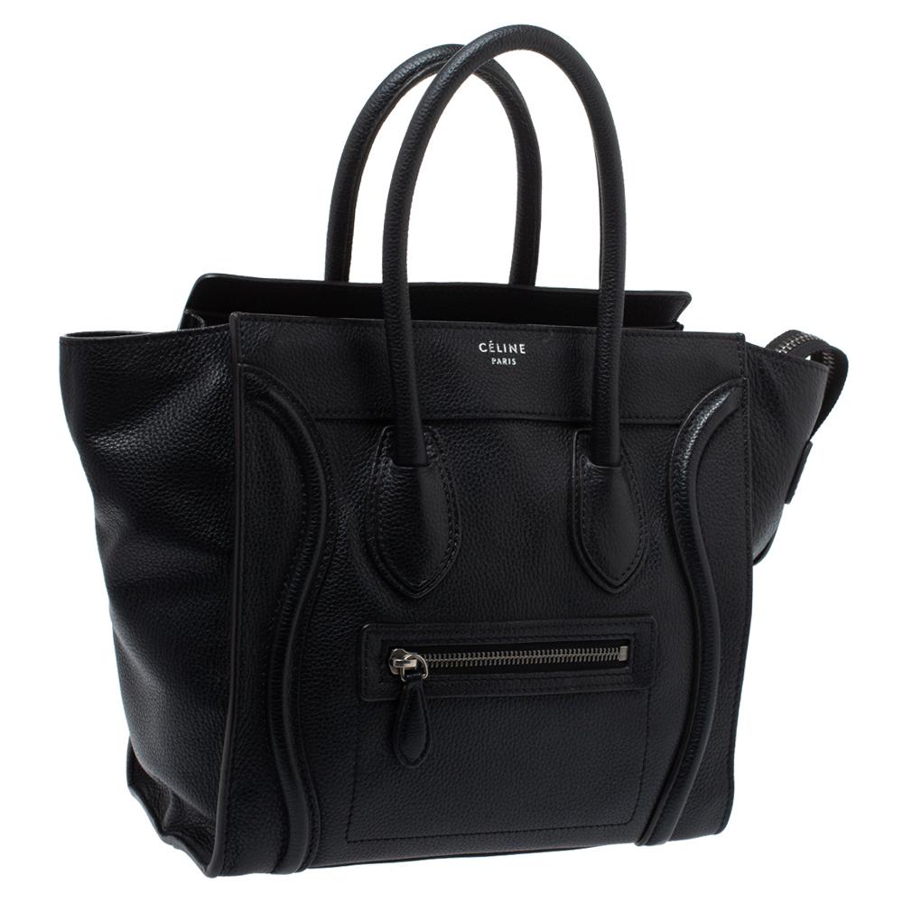 Women's Celine Black Leather Micro Luggage Tote