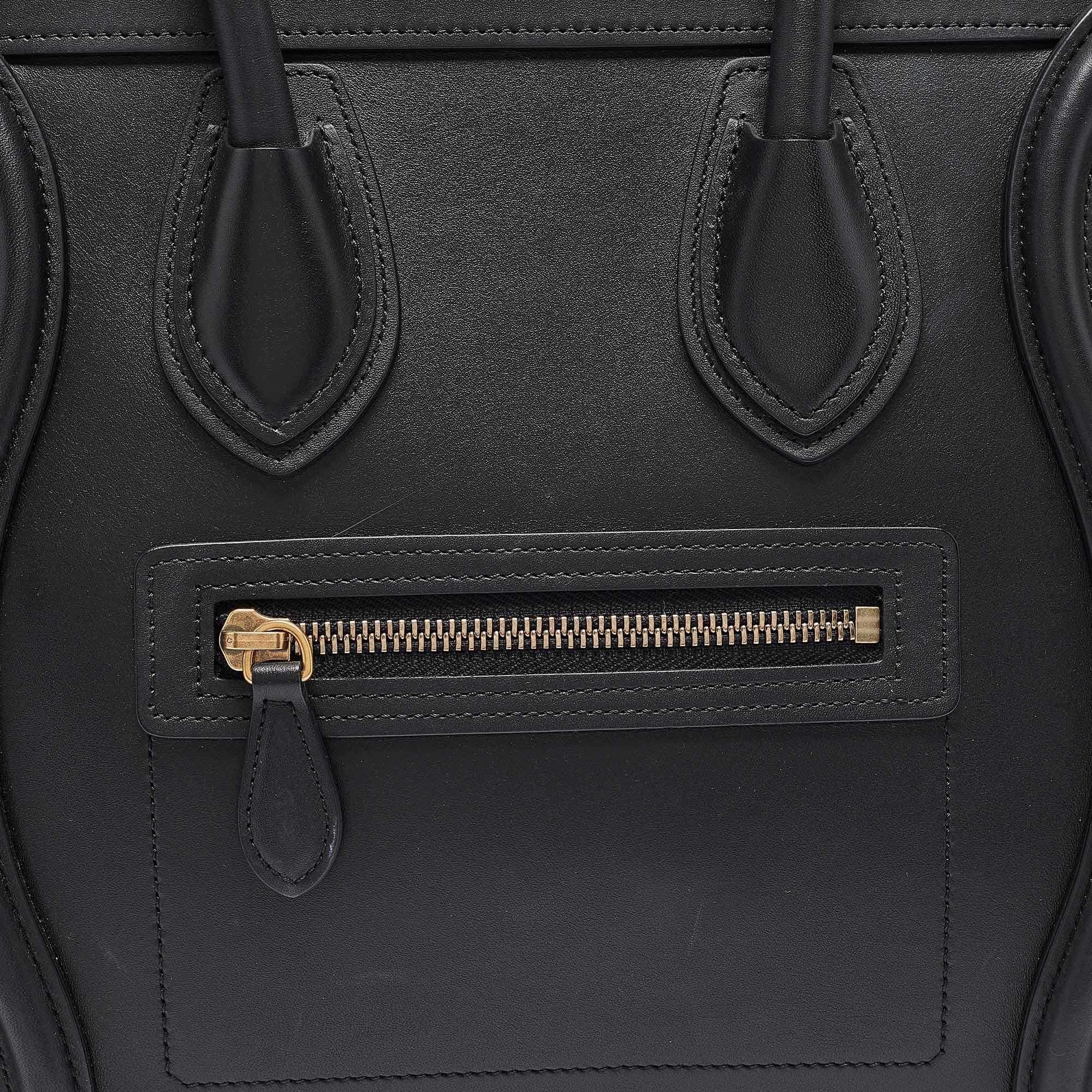 Celine Black Leather Micro Luggage Tote 1