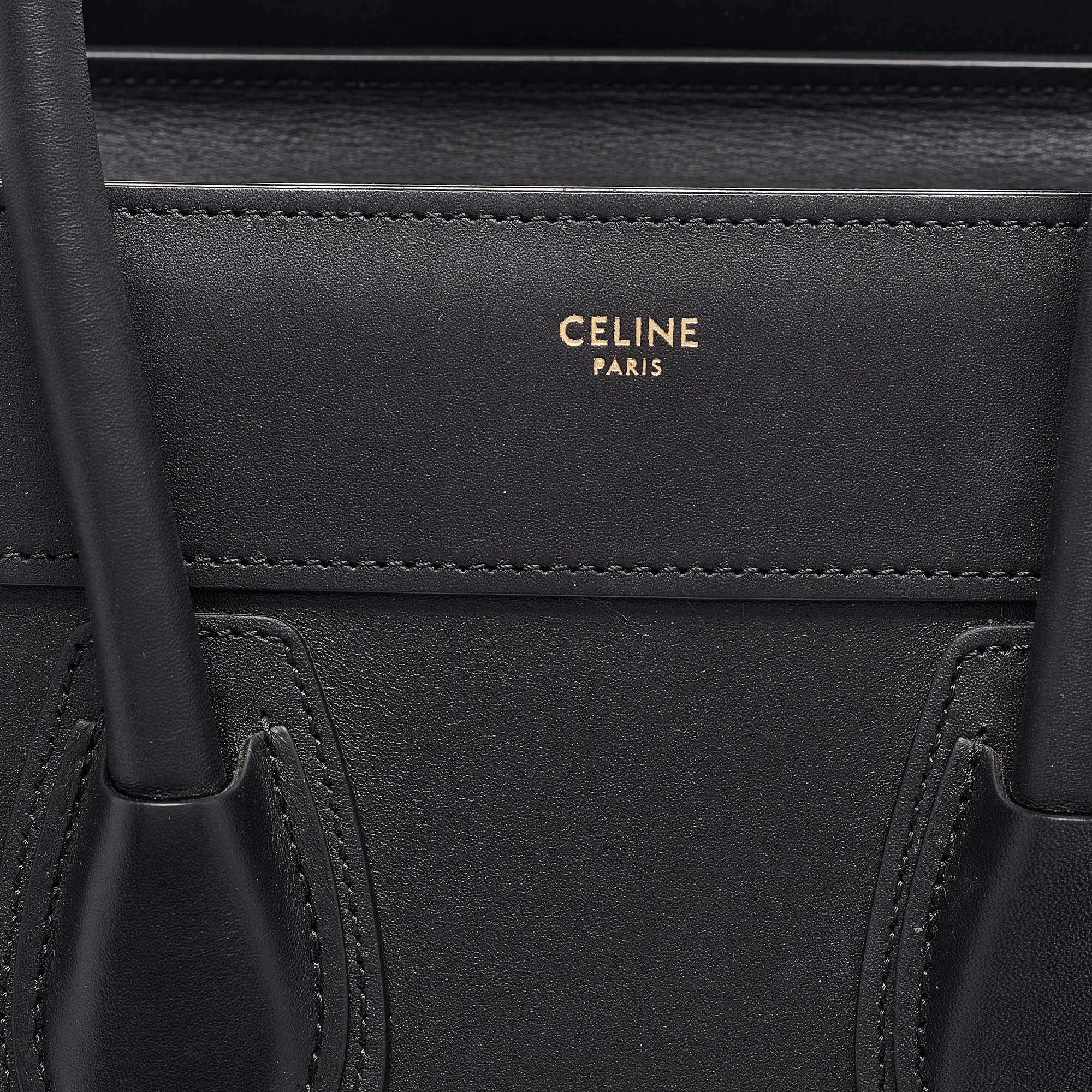 Celine Black Leather Micro Luggage Tote 2