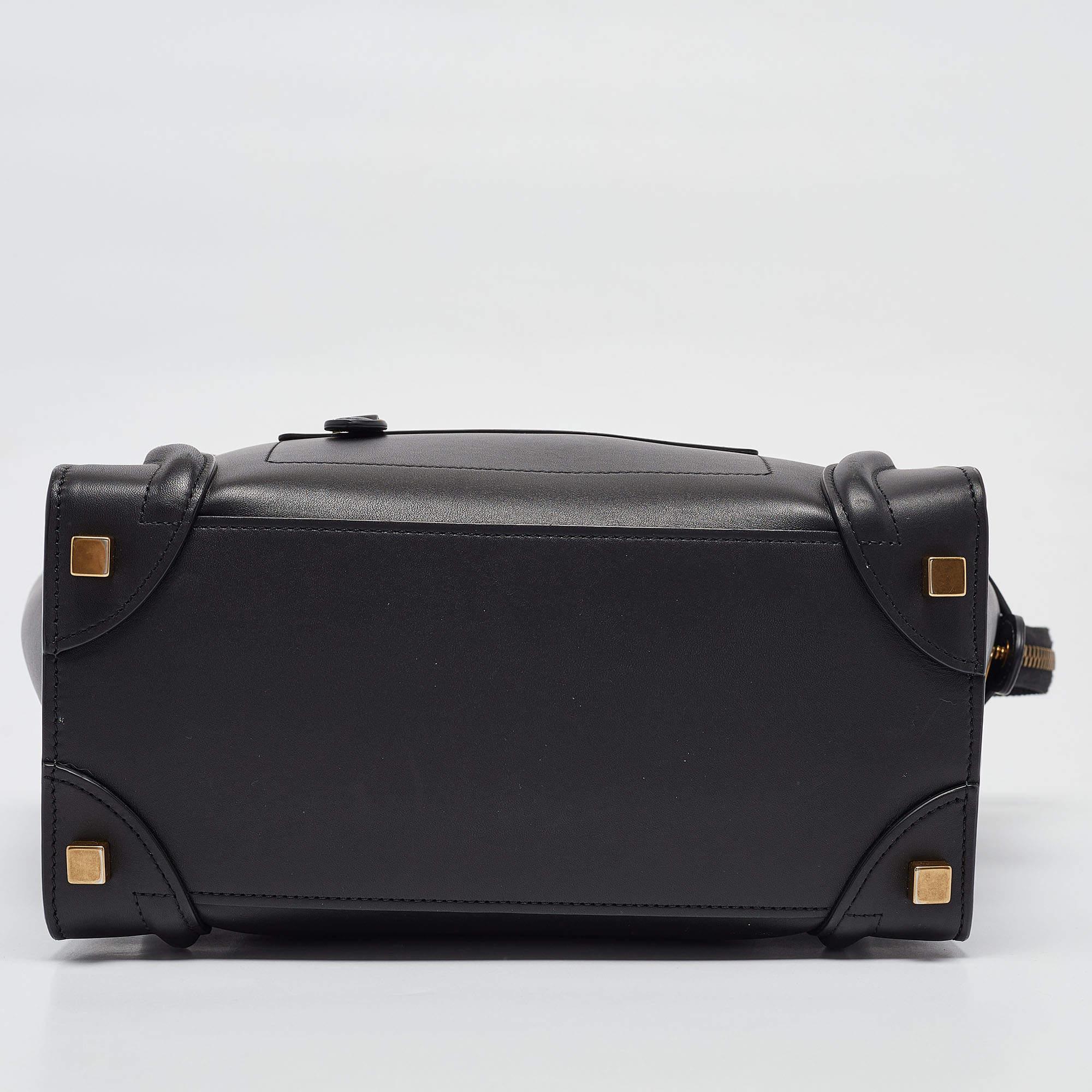 Celine Black Leather Micro Luggage Tote 4