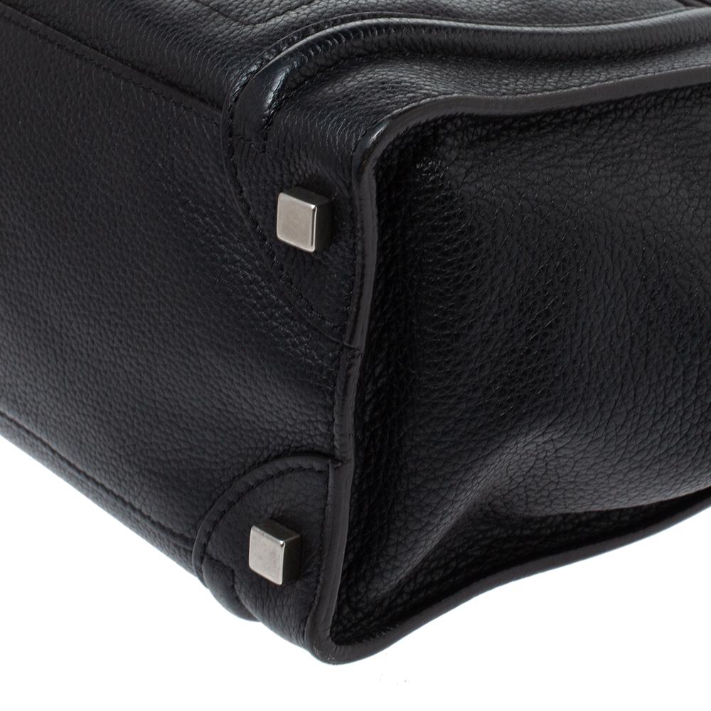 Celine Black Leather Micro Luggage Tote 4