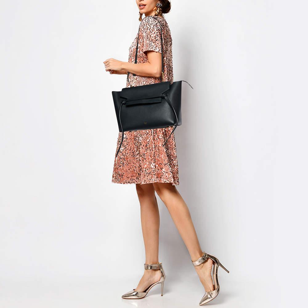 Celine Black Leather Mini Belt Top Handle Bag In Good Condition In Dubai, Al Qouz 2