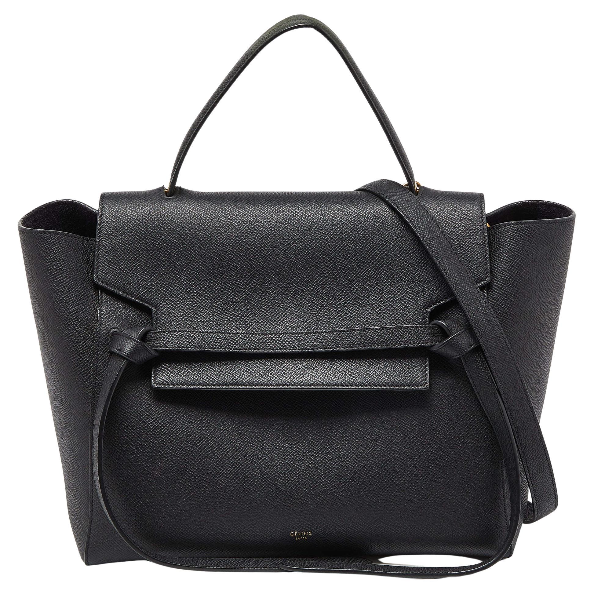 Celine Black Leather Mini Belt Top Handle Bag