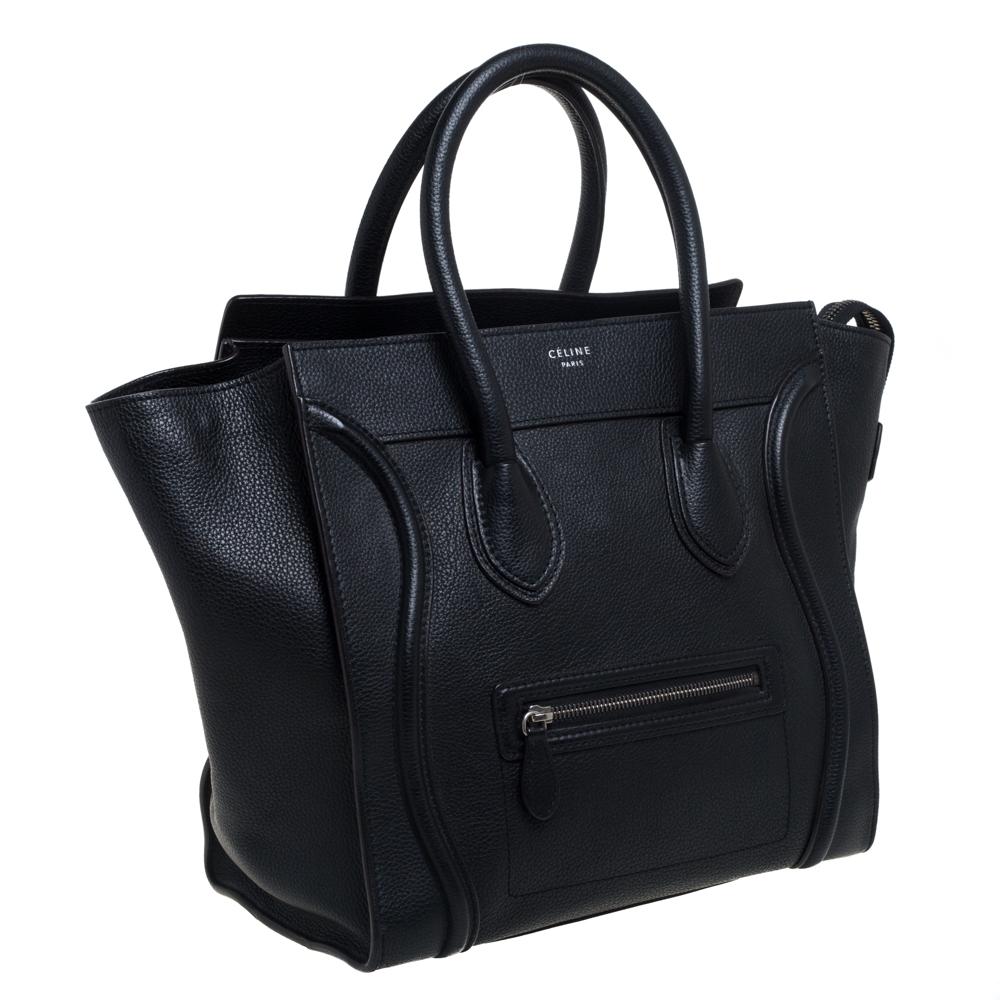 Women's Celine Black Leather Mini Luggage Tote