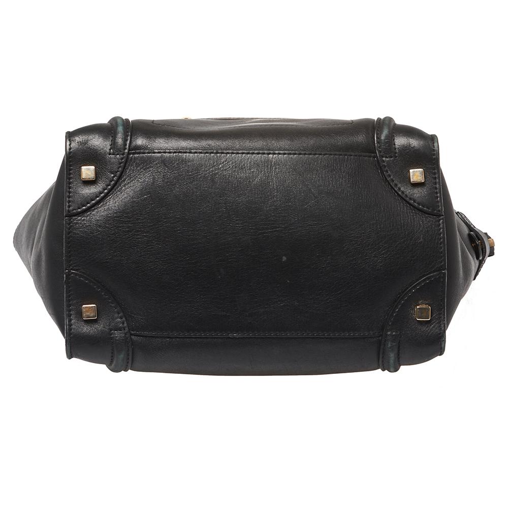 Celine Black Leather Mini Luggage Tote In Fair Condition In Dubai, Al Qouz 2