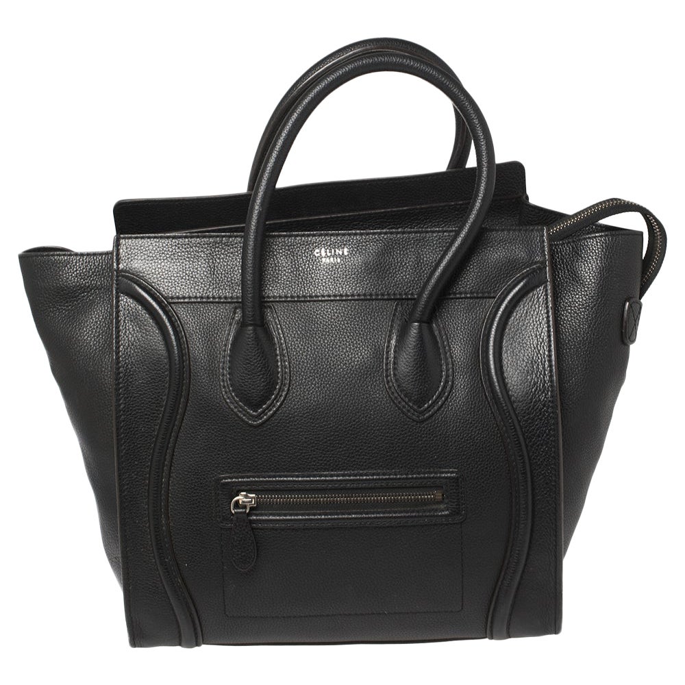 Celine Black Leather Mini Luggage Tote