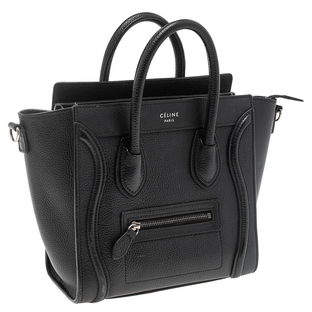 Women's Céline Black Leather Nano Luggage Tote