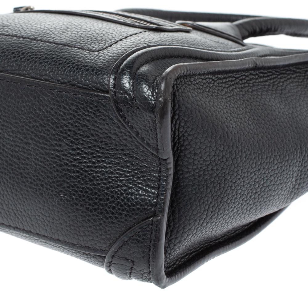 Celine Black Leather Nano Luggage Tote 2