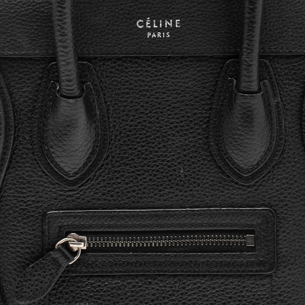 Céline Black Leather Nano Luggage Tote 5