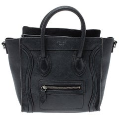 Celine Black Leather Nano Luggage Tote