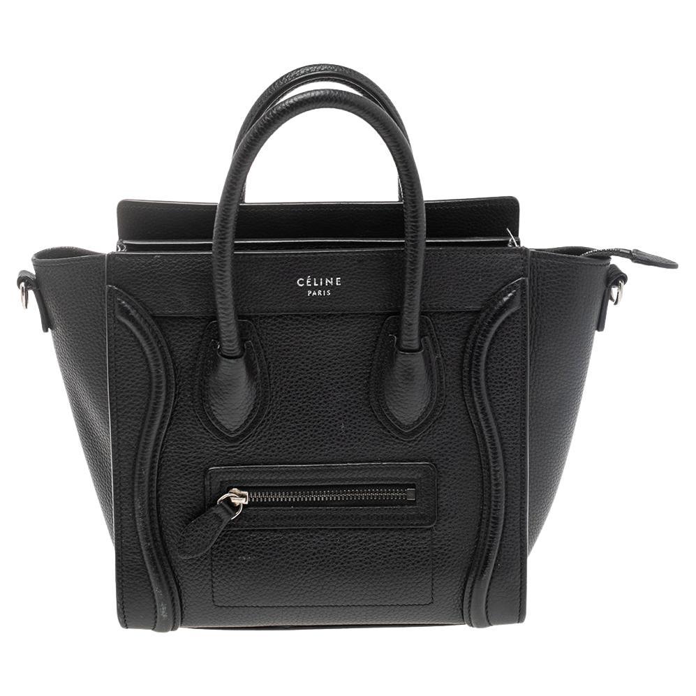 Céline Black Leather Nano Luggage Tote