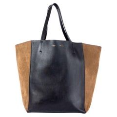 CELINE schwarzes Leder & olives Wildleder HORIZONTAL CABAS PHANTOM MEDIUM Tote Bag