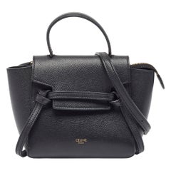 Celine Black Leather Pico Belt Top Handle Bag