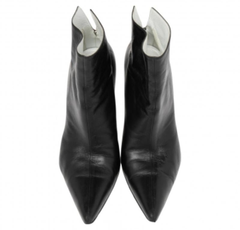 Celine - Bottines à bout pointu en cuir noir - Taille 37,5 1