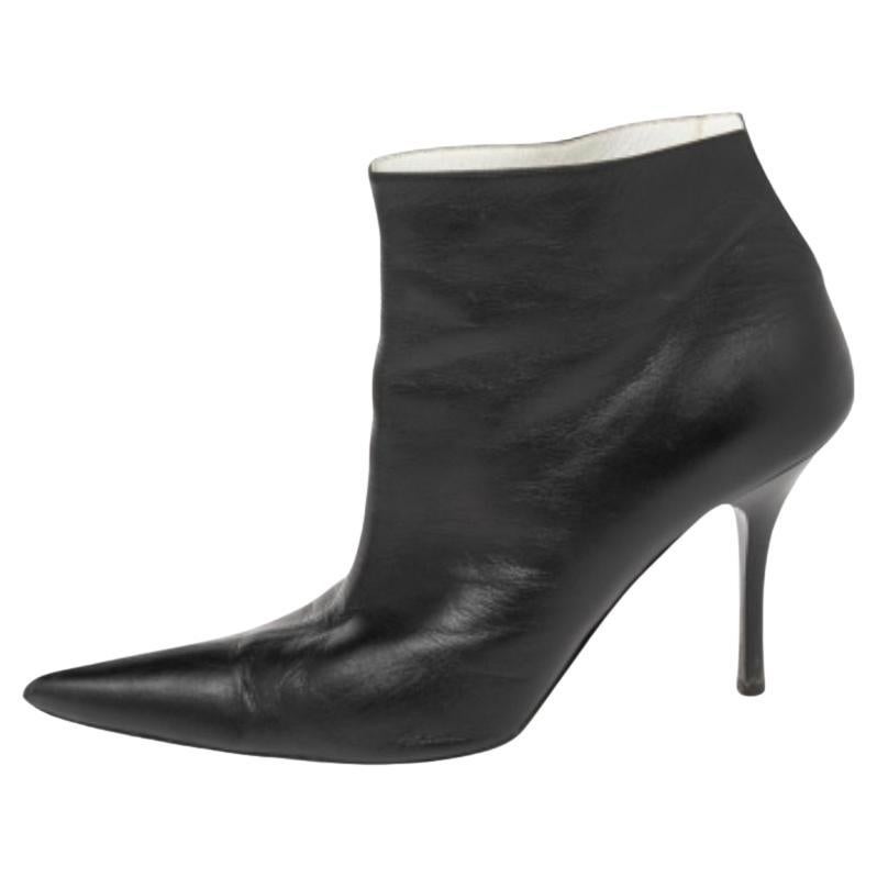 Celine Botines de piel negra con puntera puntiaguda Talla 37.5