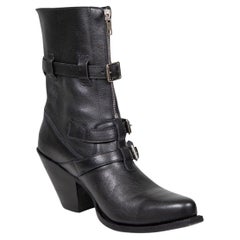 Céline Black Leather Pointed Toe Berlin Boots Size IT 37