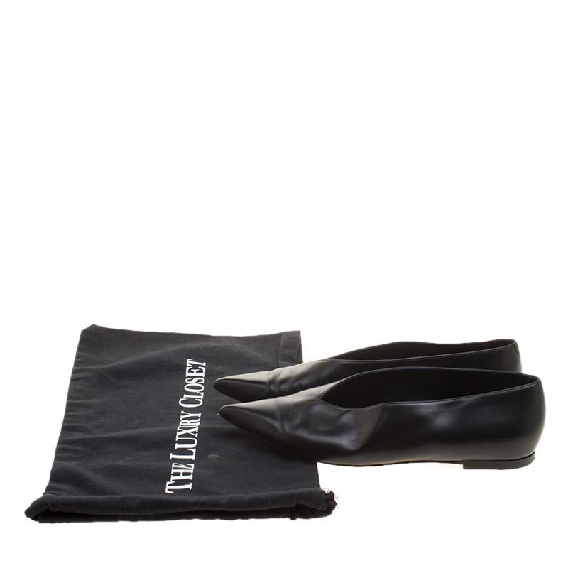 Celine Black Leather Pointed Toe Flats Size 37 1