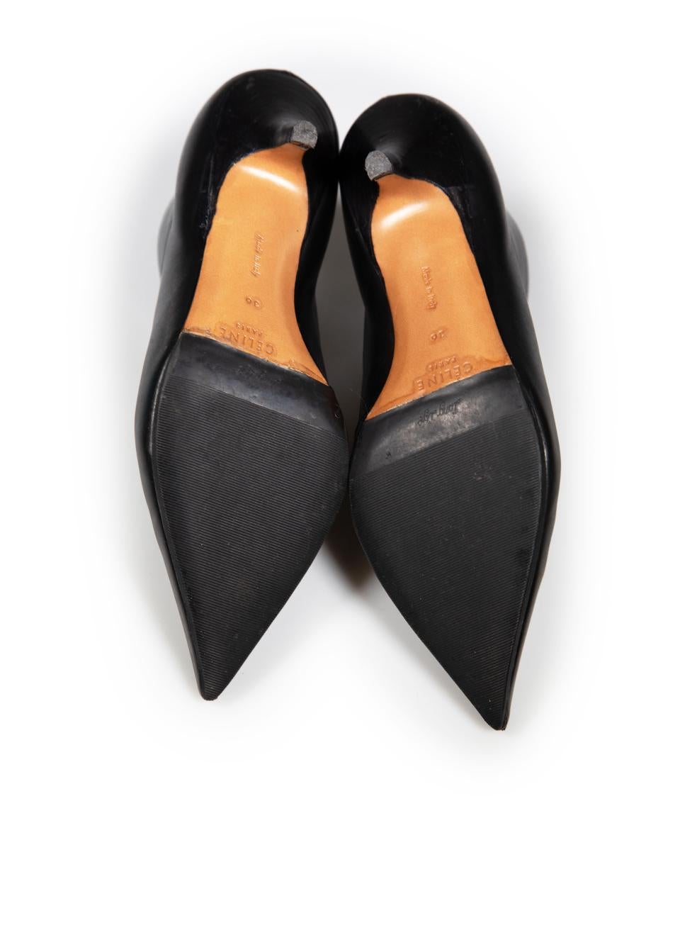 Women's Céline Black Leather Pointed Toe Heels Size IT 36 For Sale