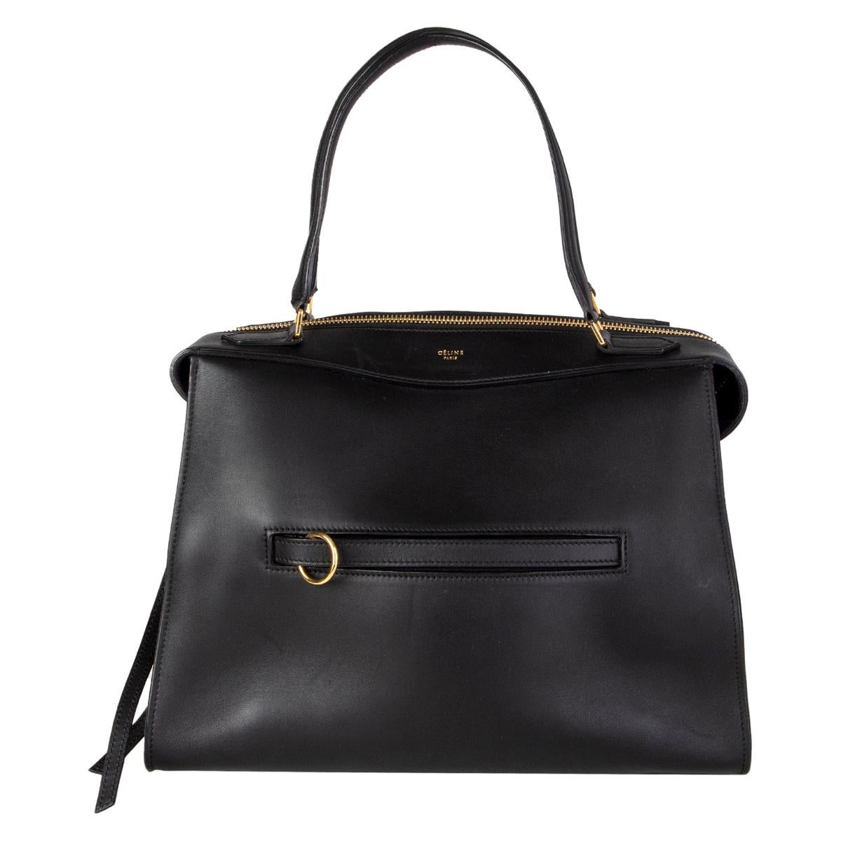 CELINE black leather RING SMALL Top Handle Bag