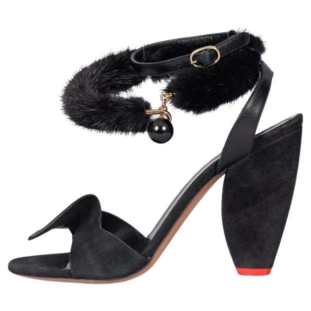Celine Sandalias de piel negra con correa de piel - Talla 39
