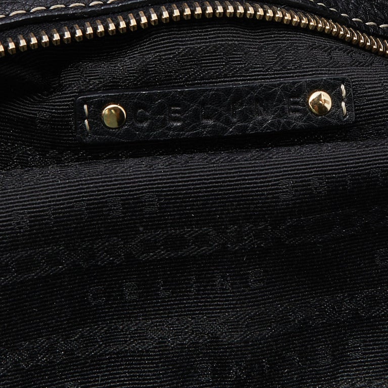 Celine Black Leather Satchel For Sale at 1stDibs