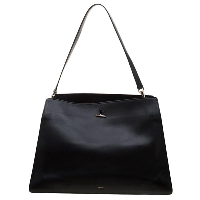 Celine Black Leather Shoulder Bag