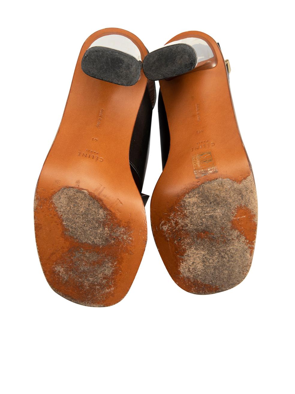 Women's Celine Black Leather Slingback Heeled Sandals Size IT 41 For Sale