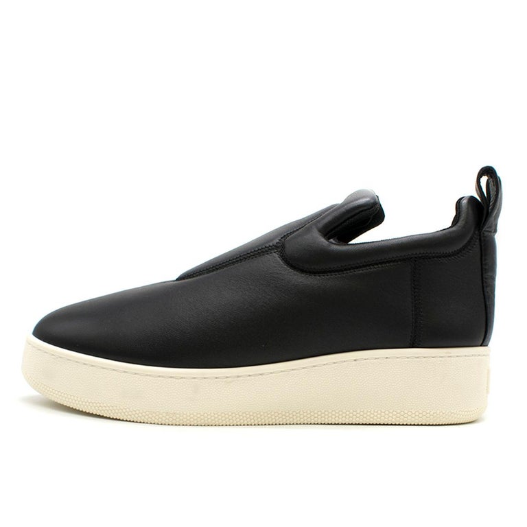 slip on sneakers black leather
