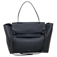 Celine Black Leather Small Belt Top Handle Bag