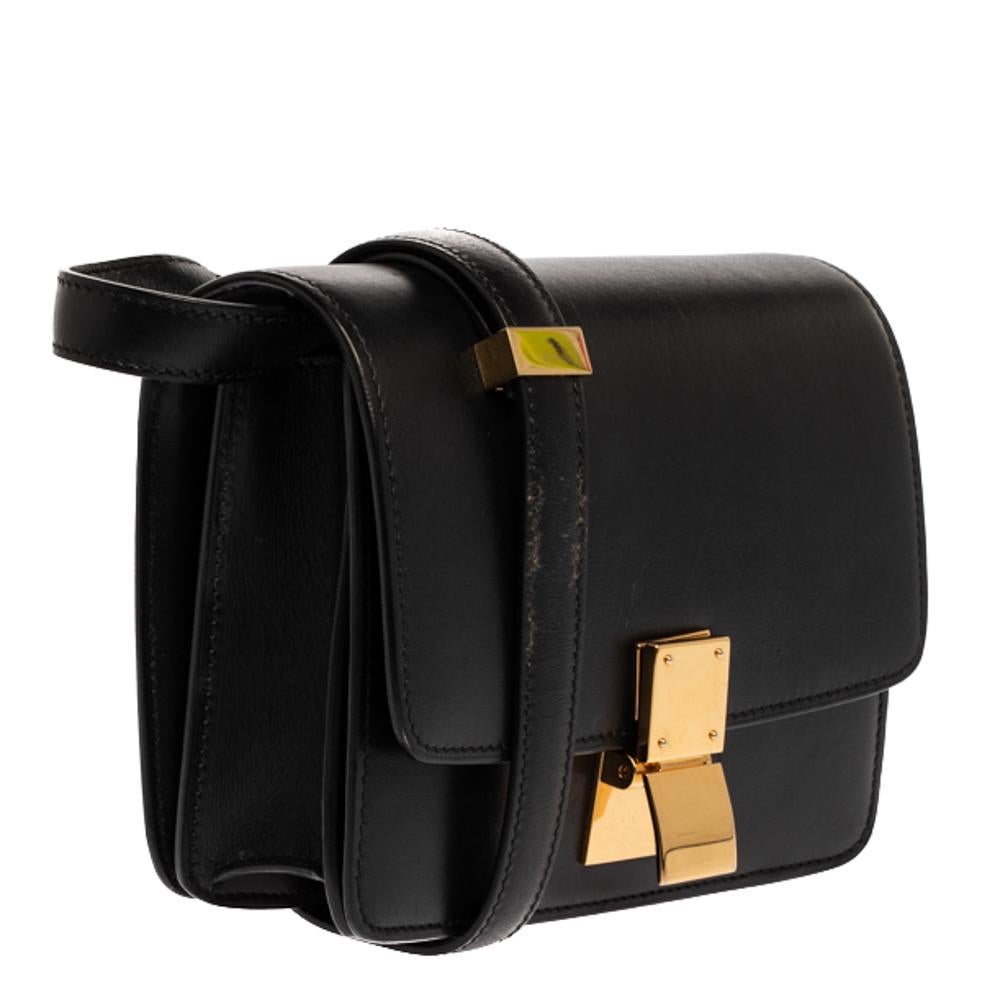Women's Celine Black Leather Small Box Bag