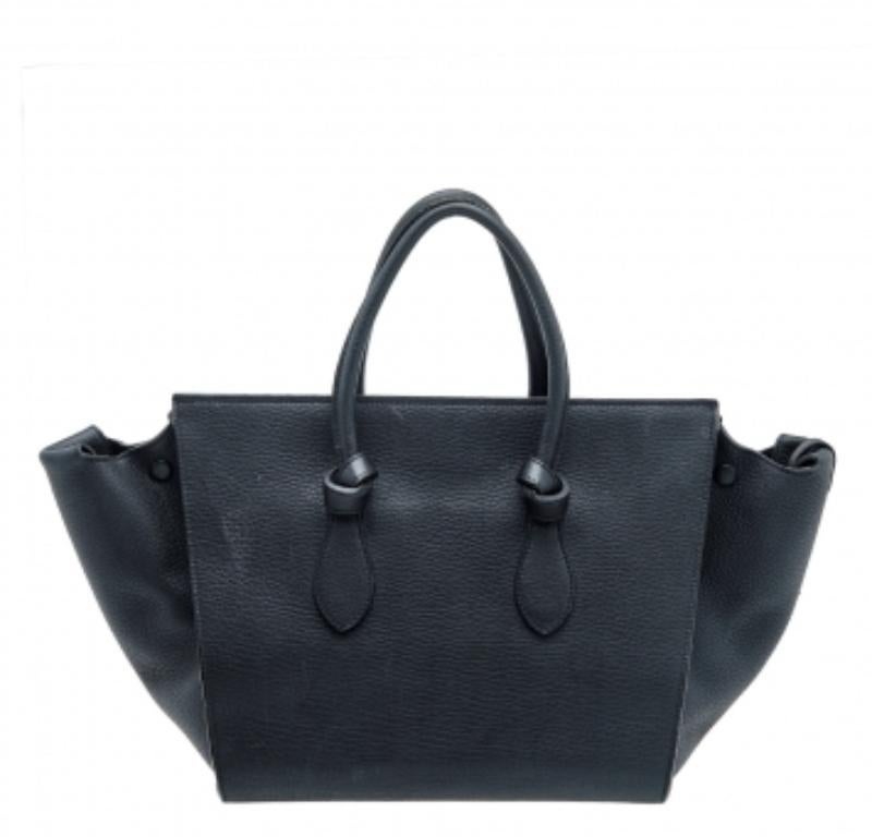 Celine Black Leather Small Tie Tote In Fair Condition For Sale In Dubai, Al Qouz 2