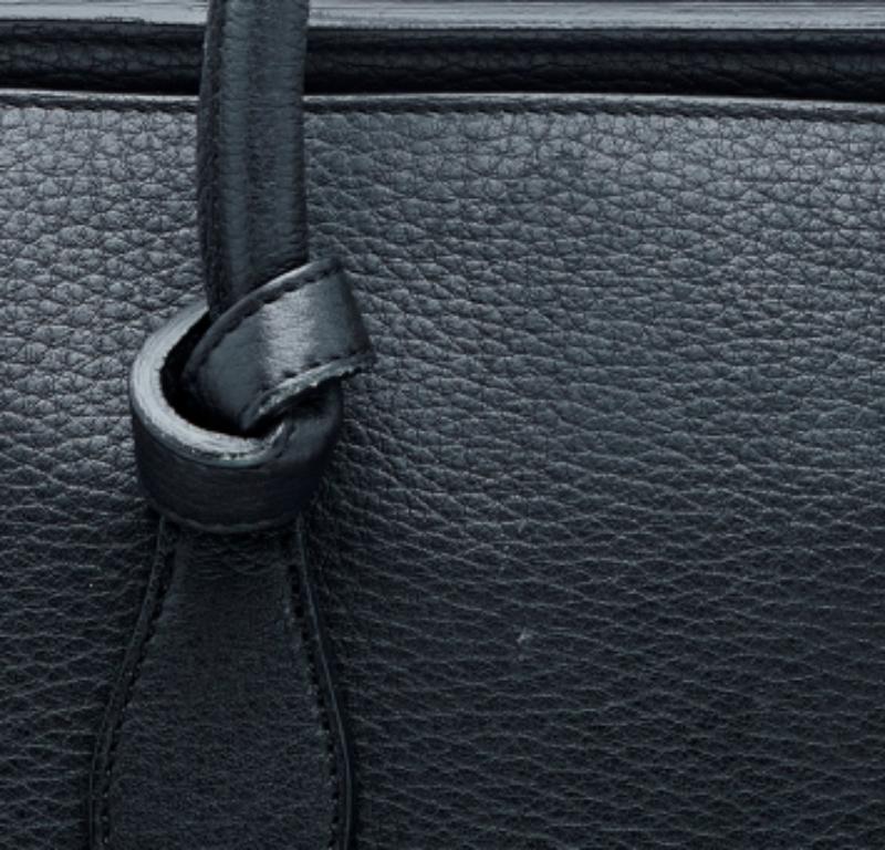 Celine Black Leather Small Tie Tote For Sale 4