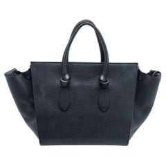 Celine Black Leather Small Tie Tote