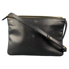 CELINE Black Leather Small Trio Cross Body Bag