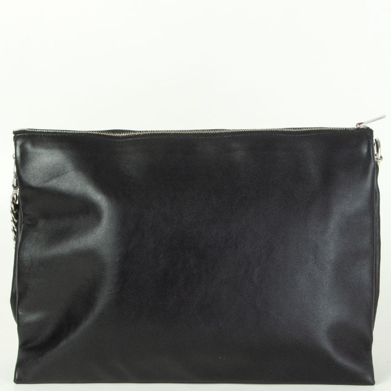 CELINE black leather SOFT TRIO CHAIN Shoulder Bag Clutch at 1stDibs